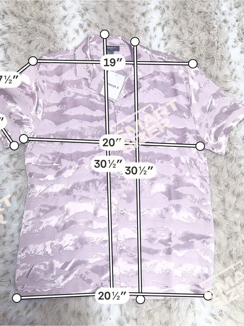 Forever 21 Men's Short-Sleeve Button-Down Shirt in Lilac Print - Picture 5 of 5